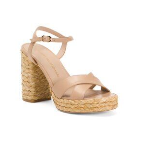 STUART WEITZMAN Adobe Made In Spain Leather Dayna Platform Sandals
